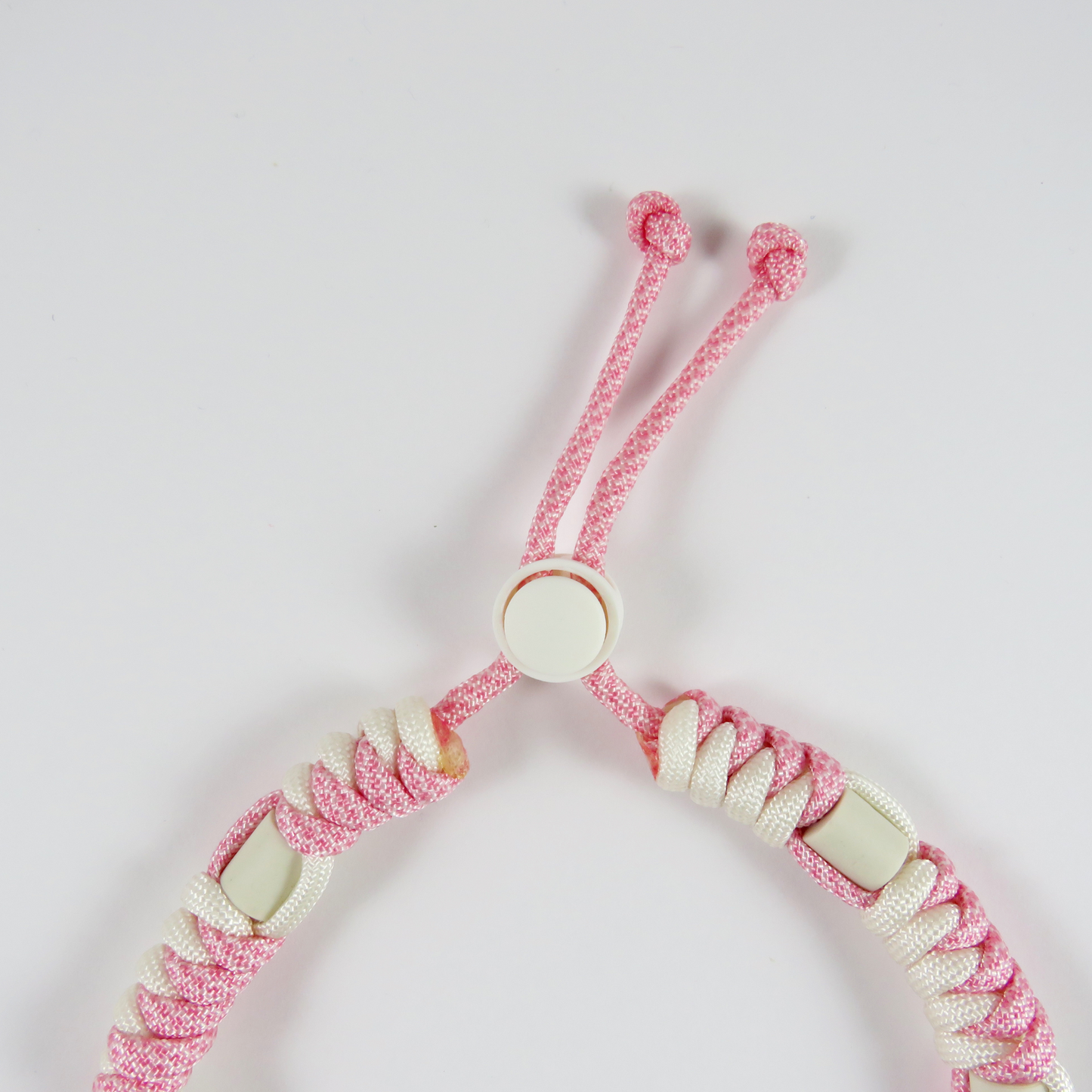 Colar Repelente Paracord Rosa e Branco