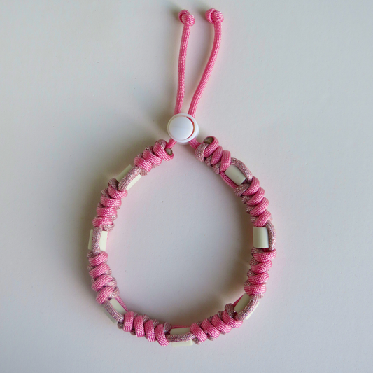 Colar Repelente Paracord Glitter Rosa