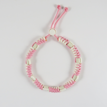 Colar Repelente Paracord Rosa e Branco